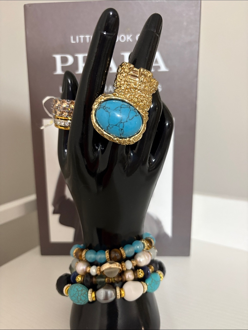 Gold-Tone Ring with Turquoise Stone size 6.5